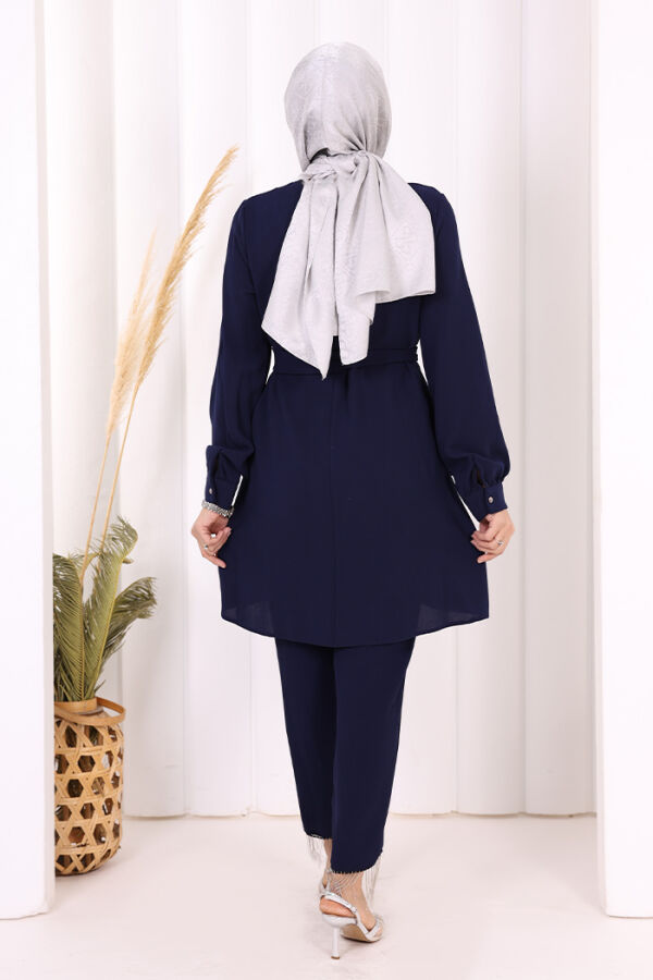 Püskül Detaylı Tunikli Pantolon İkili Takım 8424 Lacivert - 4