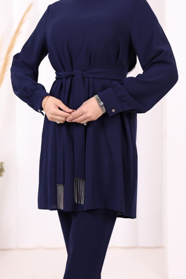 Püskül Detaylı Tunikli Pantolon İkili Takım 8424 Lacivert - 6