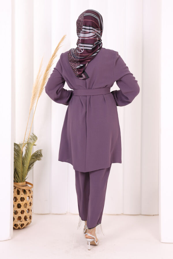 Püskül Detaylı Tunikli Pantolon İkili Takım 8424 Lila - 5