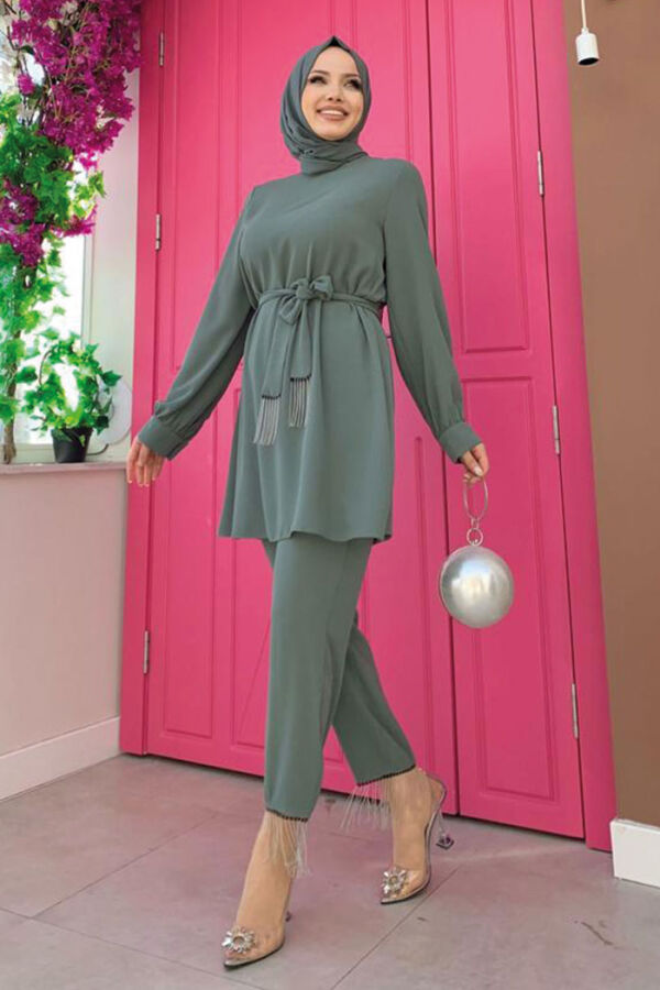 Püskül Detaylı Tunikli Pantolon İkili Takım 8424 Mint - 6