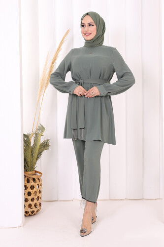 Püskül Detaylı Tunikli Pantolon İkili Takım 8424 Mint - 3