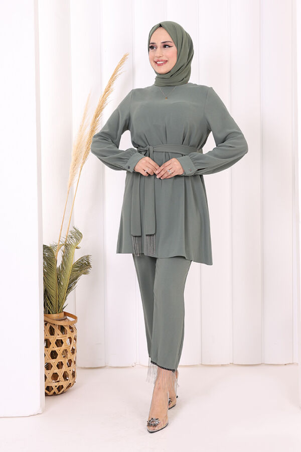 Püskül Detaylı Tunikli Pantolon İkili Takım 8424 Mint - 3