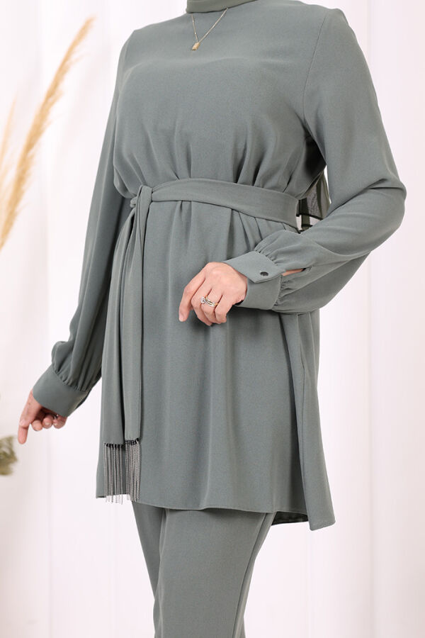 Püskül Detaylı Tunikli Pantolon İkili Takım 8424 Mint - 5