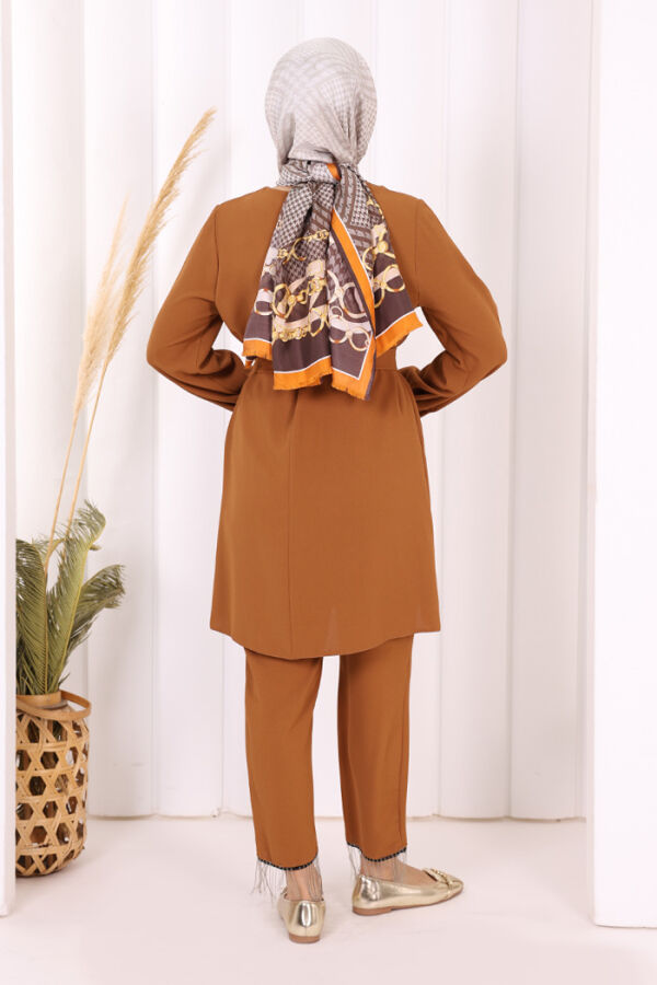 Püskül Detaylı Tunikli Pantolon İkili Takım 8424 Taba - 4