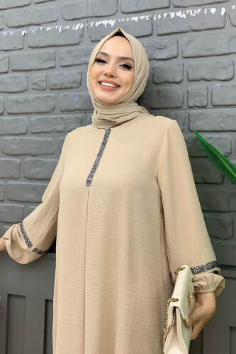 Taş İşleme Detaylı Pantolonlu Tunik Takım 8464 Taş - 8