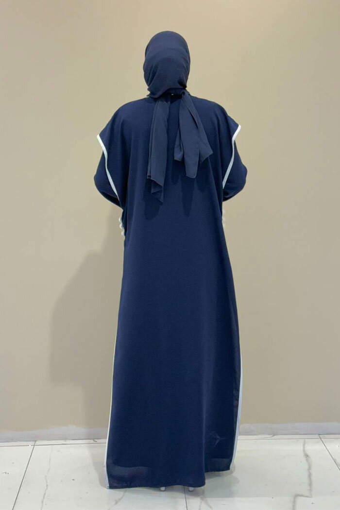 Düğme Detaylı Yırtmaçlı Yelek ve Elbise İkili Takım 8485 Lacivert - 8