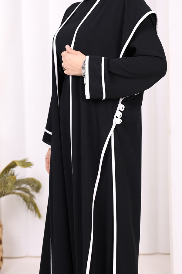 Düğme Detaylı Yırtmaçlı Yelek ve Elbise İkili Takım 8485 Siyah - 5
