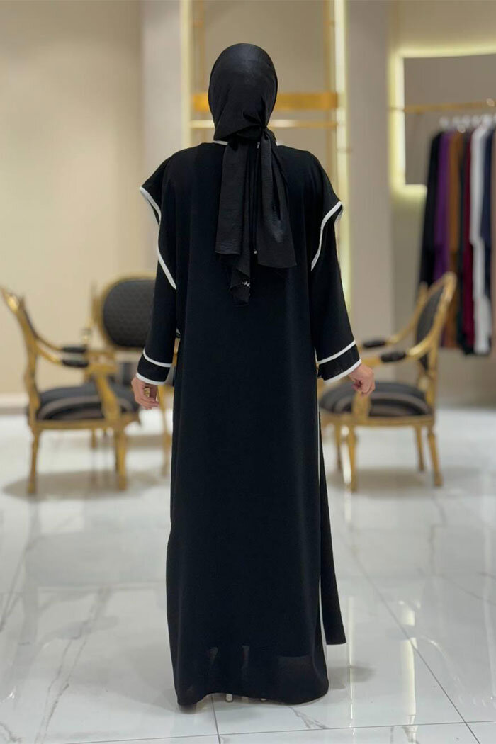 Düğme Detaylı Yırtmaçlı Yelek ve Elbise İkili Takım 8485 Siyah - 7