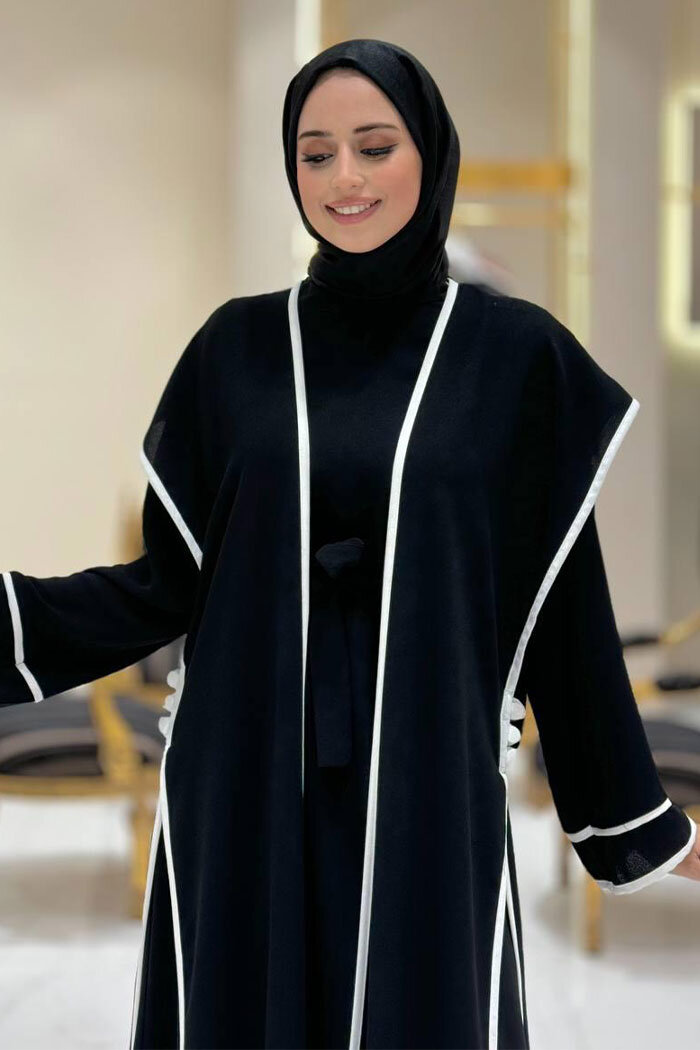 Düğme Detaylı Yırtmaçlı Yelek ve Elbise İkili Takım 8485 Siyah - 9