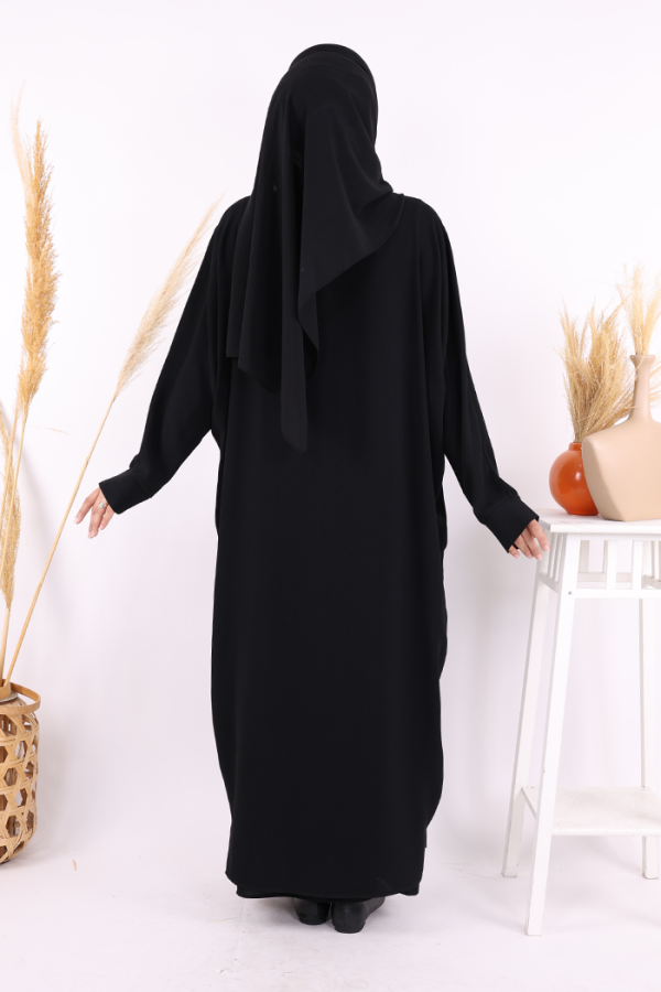 İşleme Detaylı Abaya ve Elbise Takım 8486 Siyah - 2