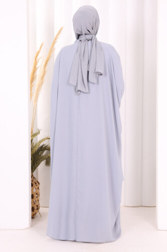 Taş İşleme Detay Elbiseli Pelerin Takım 8496 Gri - 4