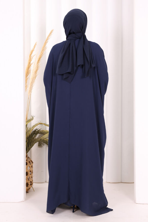 Taş İşleme Detay Elbiseli Pelerin Takım 8496 Lacivert - 4