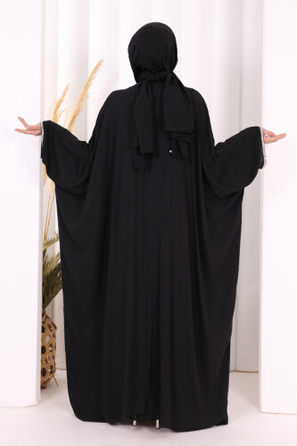 Taş İşleme Detay Elbiseli Pelerin Takım 8496 Siyah - 5