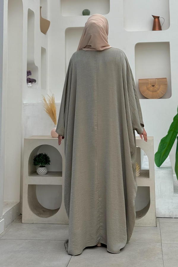 Yarasakol Abayalı Elbise Takım 8497 Haki - 2