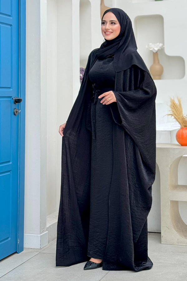 Yarasakol Abayalı Elbise Takım 8497 Siyah - 3