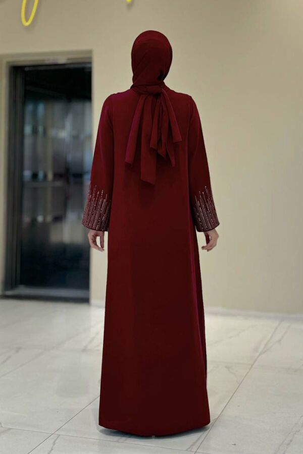 Pul İşlemeli Yelekli Elbise Takım 8498 Bordo - 2