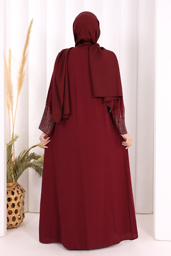 Pul İşlemeli Yelekli Elbise Takım 8498 Bordo - 4