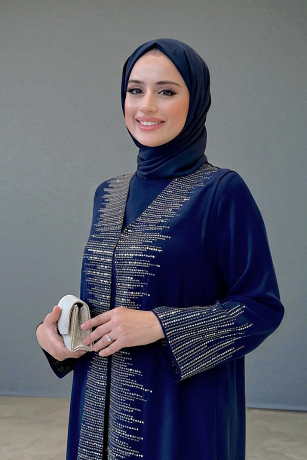Pul İşlemeli Yelekli Elbise Takım 8498 Lacivert - 5