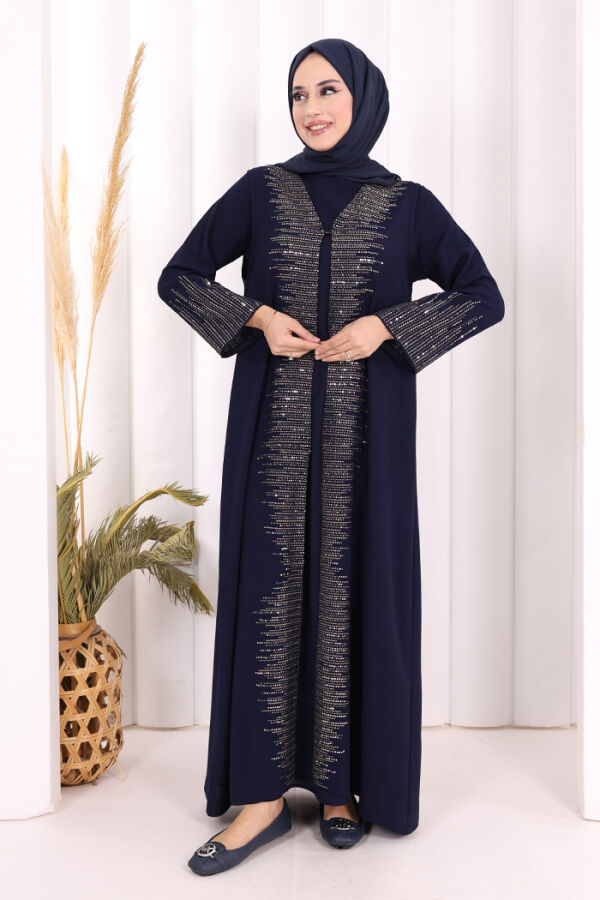 Pul İşlemeli Yelekli Elbise Takım 8498 Lacivert - 1