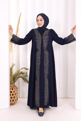 Pul İşlemeli Yelekli Elbise Takım 8498 Lacivert - 2