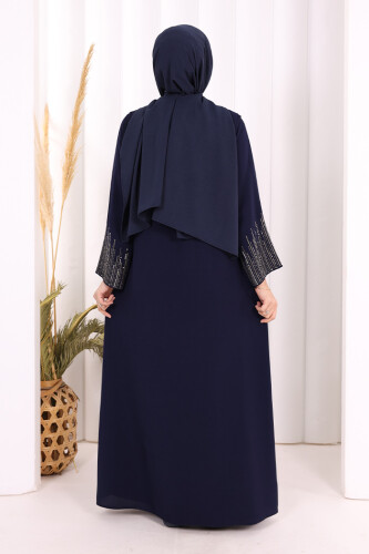 Pul İşlemeli Yelekli Elbise Takım 8498 Lacivert - 4