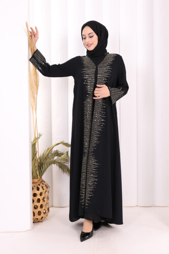 Pul İşlemeli Yelekli Elbise Takım 8498 Siyah 