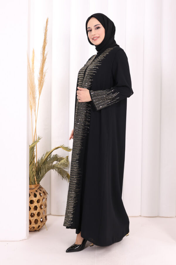 Pul İşlemeli Yelekli Elbise Takım 8498 Siyah - 2