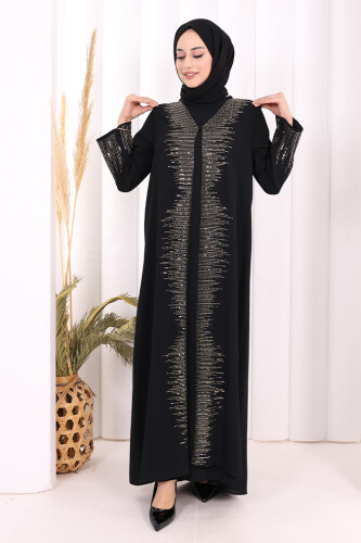 Pul İşlemeli Yelekli Elbise Takım 8498 Siyah - 3