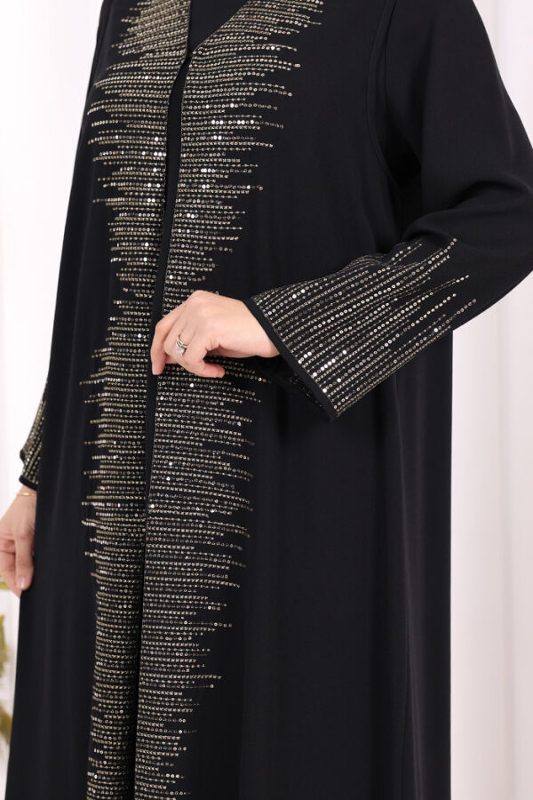 Pul İşlemeli Yelekli Elbise Takım 8498 Siyah - 6