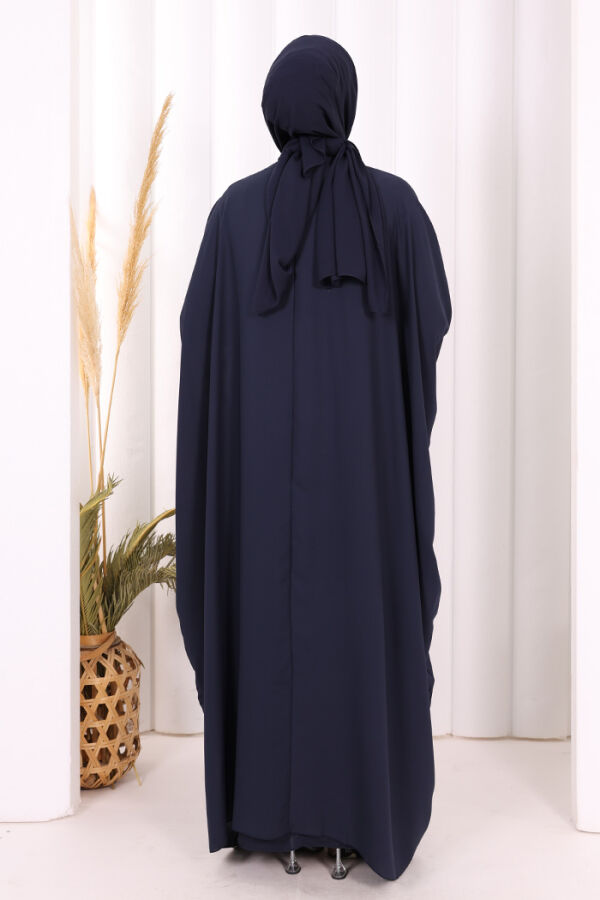 Taş İşlemeli Elbiseli Abaya Takım 8499 Lacivert - 4