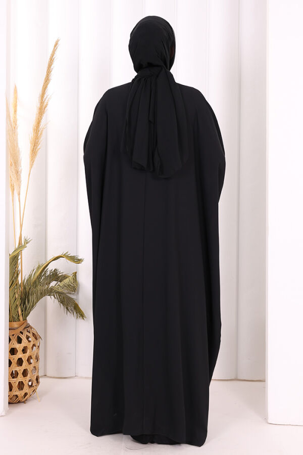 Taş İşlemeli Elbiseli Abaya Takım 8499 Siyah - 5