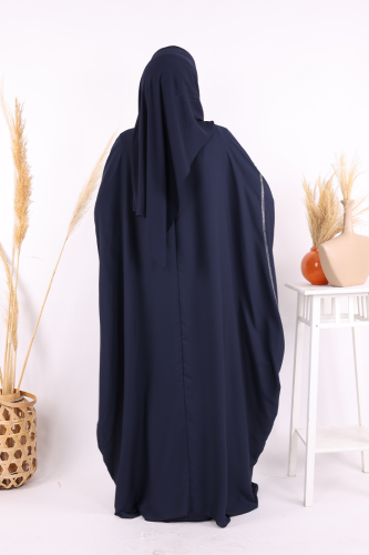 Taş İşleme Detaylı Abayalı Elbise Takım 8500 Lacivert - 3