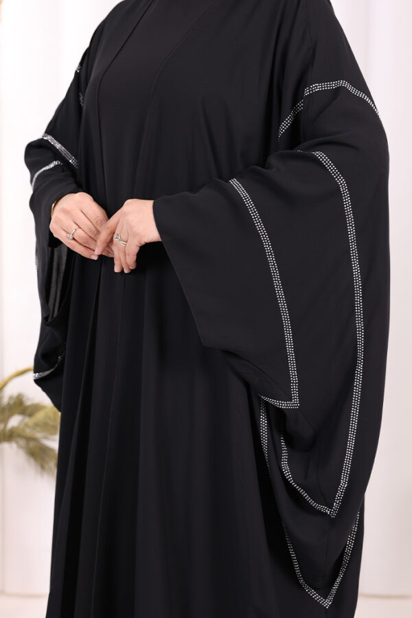 Taş İşleme Detaylı Abayalı Elbise Takım 8500 Siyah - 5