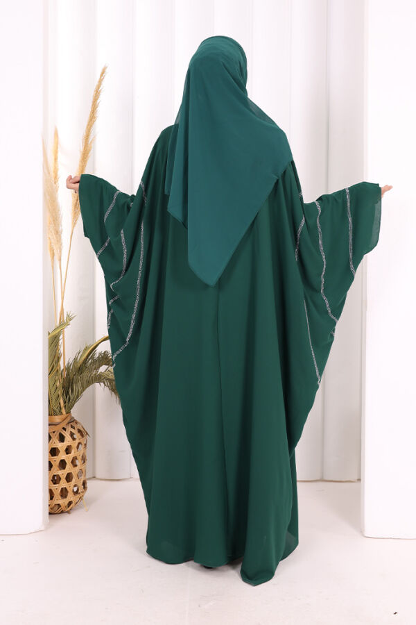 Taş İşleme Detaylı Abayalı Elbise Takım 8500 Zümrüt - 4