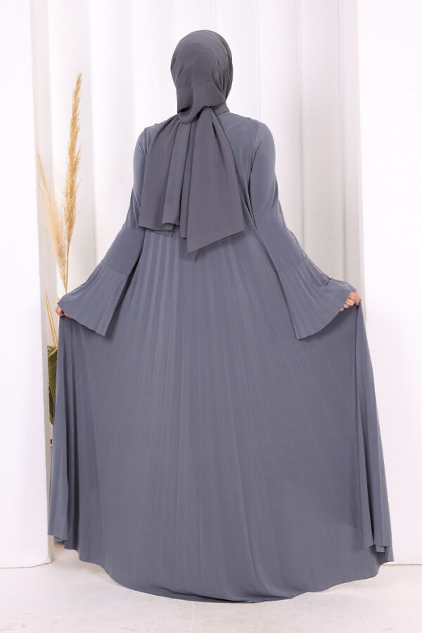 Pilise Detaylı Uzun Tunik ve Pantolon İkili Takım 8575 Gri - 3