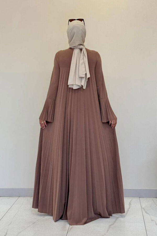Pilise Detaylı Uzun Tunik ve Pantolon İkili Takım 8575 Taba - 2