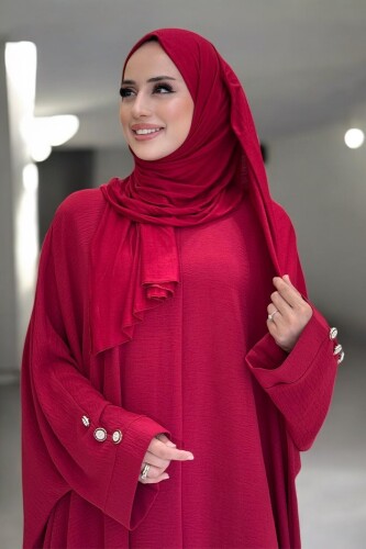 Kol Düğme Detaylı Tunik Pantolon İkili Takım 8688 Bordo - 4