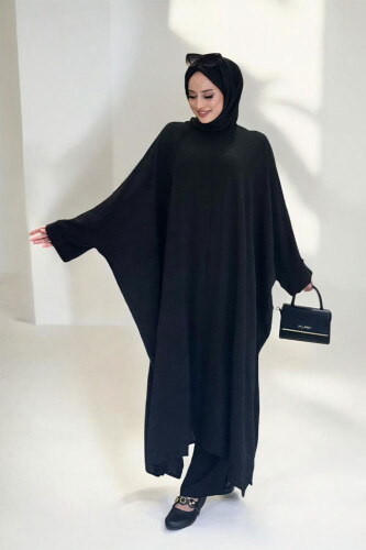 Kol Düğme Detaylı Tunik Pantolon İkili Takım 8688 Siyah - Bym Fashion