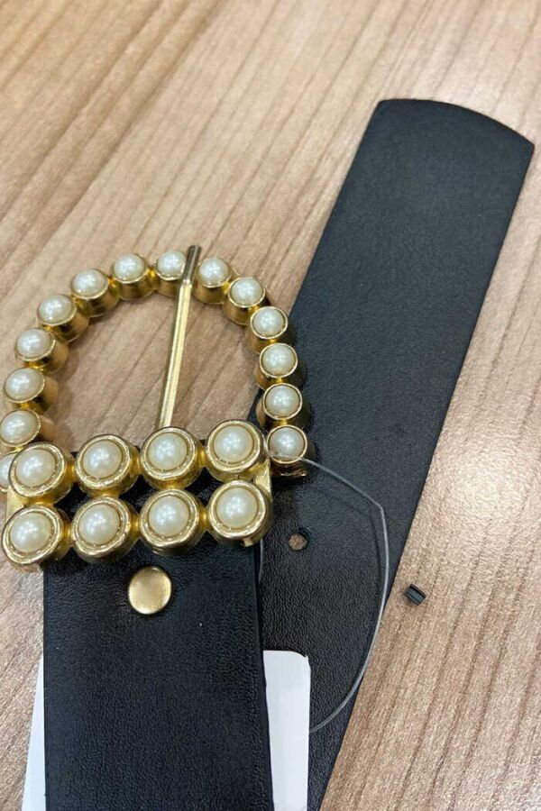 9001 İnci Tokalı Kemer Siyah - 3