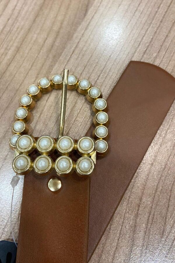 9001 İnci Tokalı Kemer Taba - 4