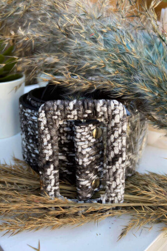 9014 Ekose Kemer Siyah - Bym Fashion