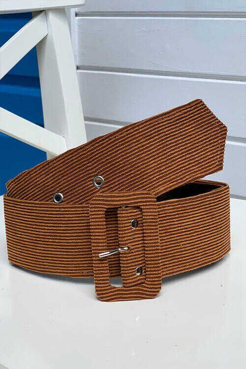 9017 Fitilli Kadife Kemer Taba - 1