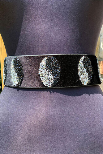 9020 Baskılı Kemer Siyah-Gümüş - Bym Fashion