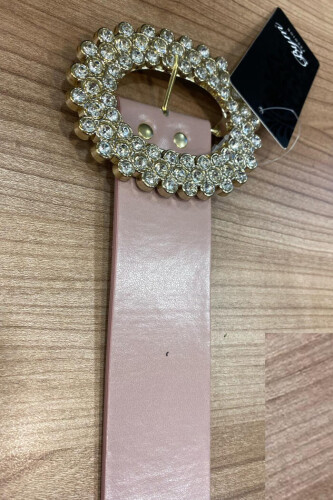 9028 Büyük Taşlı Kemer Pudra - Bym Fashion