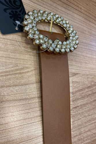 9028 Büyük Taşlı Kemer Taba - Bym Fashion