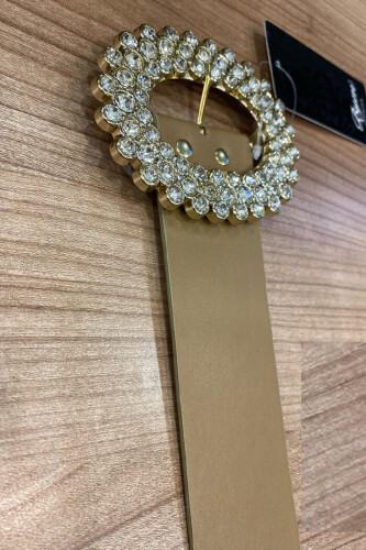 9028 Büyük Taşlı Kemer Vizon - Bym Fashion