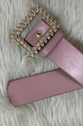 9030 Kare Taşlı Pudra - Bym Fashion