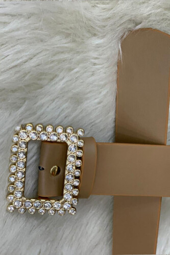 9030 Kare Taşlı Vizon - Bym Fashion