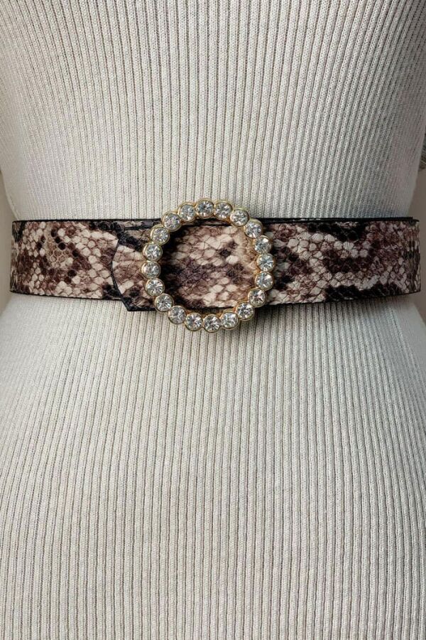 9031 Yılan Derisi Taşlı Kemer Kahverengi - 4