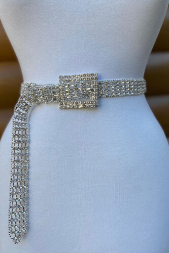 9033 Bym Taşlı Kemer Gümüş - Bym Fashion